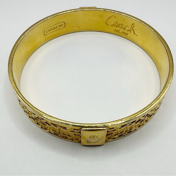 Coach Designer Gold Monogram C’s Bangle Bracelet Minimalist Quiet Luxury C - Picture 7 of 12